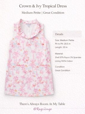 Crown Ivy Flamingo Tropical Sleeveless Dress Pink Medium Petite